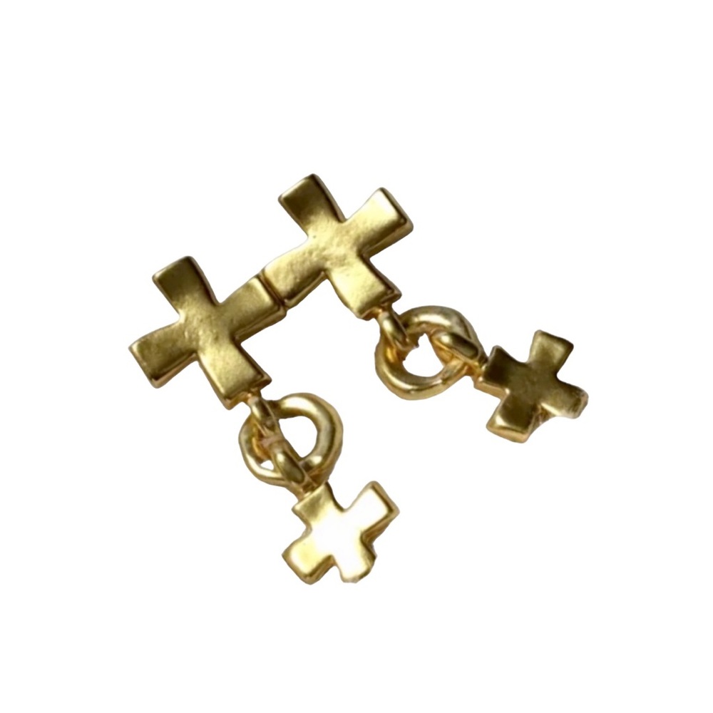 Golden Statement Cross Dangle Earrings